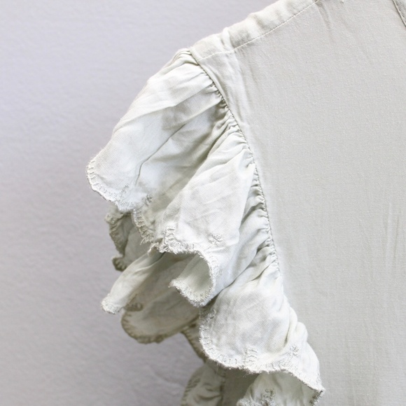 Aritzia Wilfred Cool Ice Mint Green Sidonie Tiered Babydoll Ruffle Dress Size XS - Picture 7 of 10